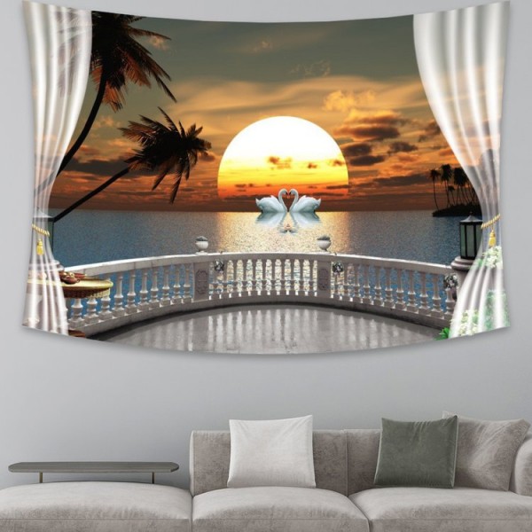 Swan outside Window - 200*145cm - Printed Tapestry UK