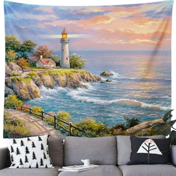 Seaside Lighthouse - 200*145cm - Printed Tapestry UK