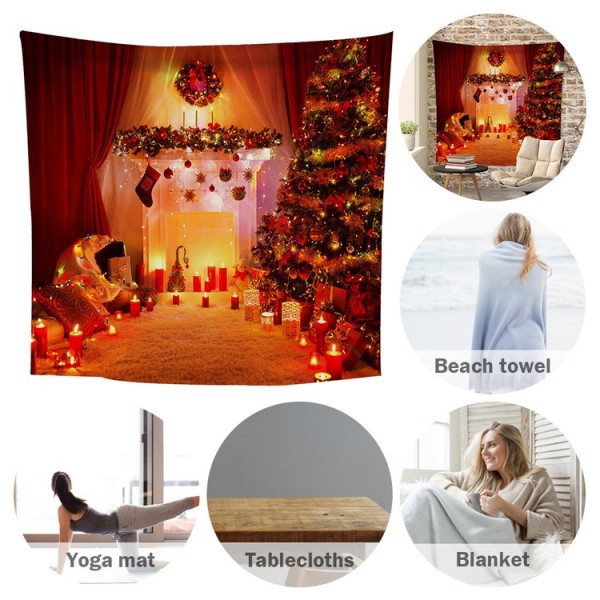Christmas Hut Holiday Xmas - 200*145cm - Printed Tapestry UK