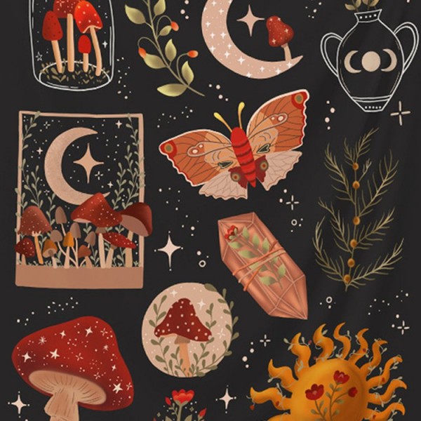 Mushroom Sun - 145*130cm - Printed Tapestry UK