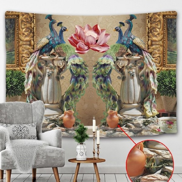 Peacock Lotus - 145*130cm - Printed Tapestry UK