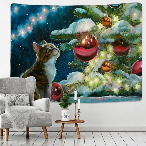 Aesthetic Christmas Kitty - 145*130cm - Printed Tapestry UK