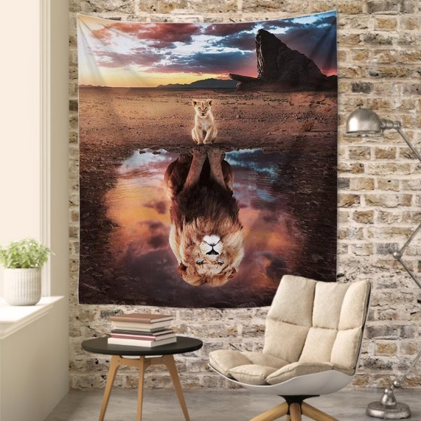 Lion Reflection - 130*145cm - Printed Tapestry UK