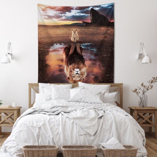 Lion Reflection - 130*145cm - Printed Tapestry UK