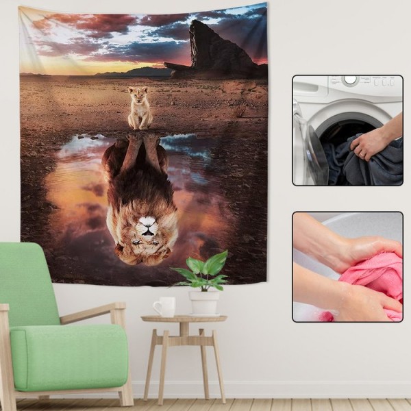 Lion Reflection - 130*145cm - Printed Tapestry UK