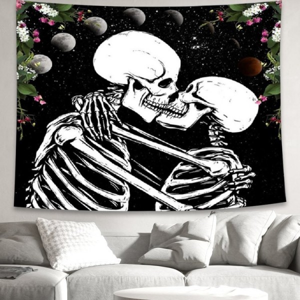 Kiss Skeleton - 145*130cm - Printed Tapestry UK