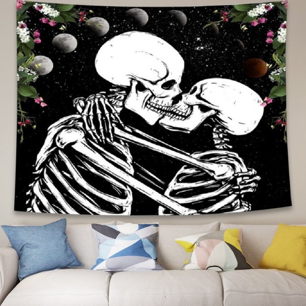 Kiss Skeleton - 145*130cm - Printed Tapestry UK