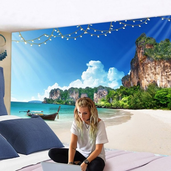 Island Boat  Camp - 145*130cm - Printed Tapestry UK