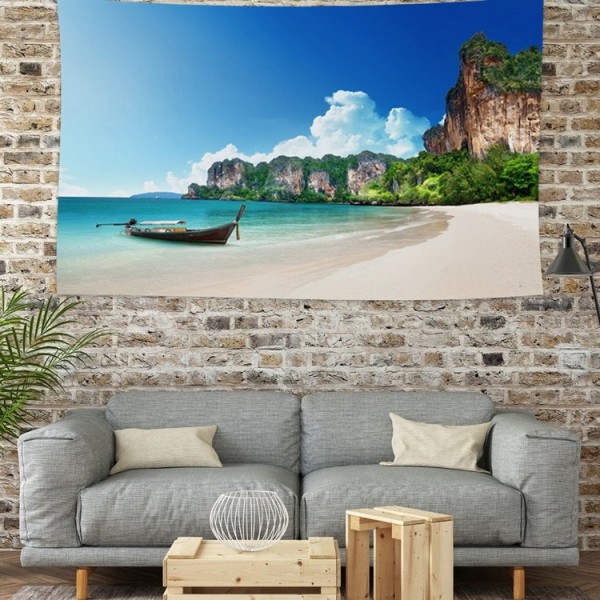 Island Boat  Camp - 145*130cm - Printed Tapestry UK