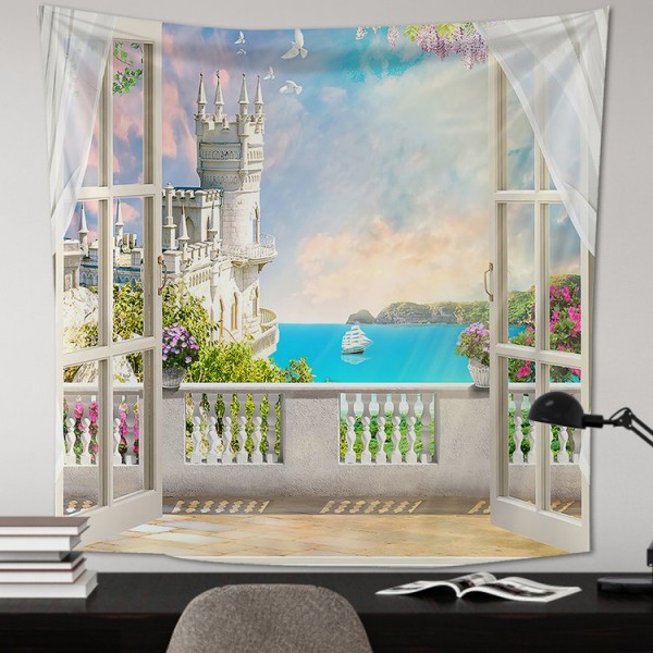 Window Scenery - 145*130cm - Printed Tapestry UK