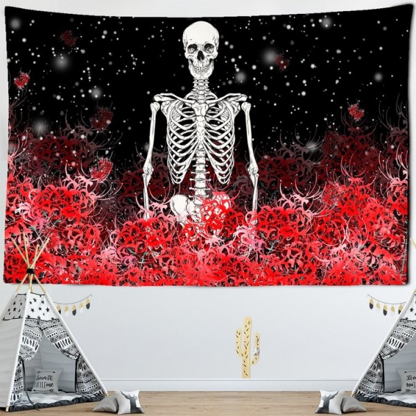 Flower Skull - 145*130cm - Printed Tapestry UK