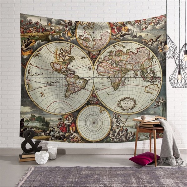 Map - 145*130cm - Printed Tapestry UK