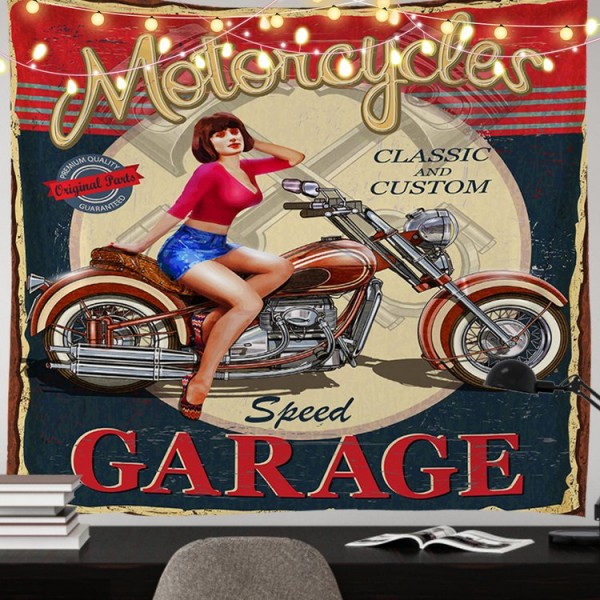 Motorcycles Lady - 100*75cm - Printed Tapestry UK