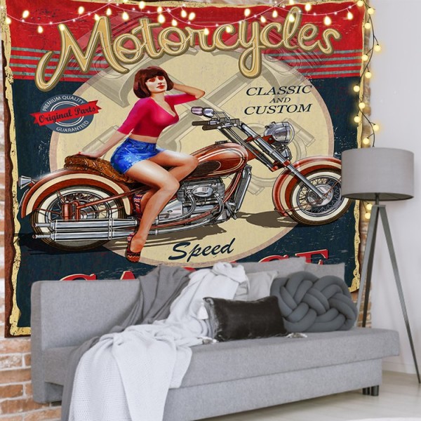 Motorcycles Lady - 100*75cm - Printed Tapestry UK