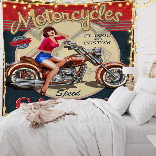 Motorcycles Lady - 100*75cm - Printed Tapestry UK