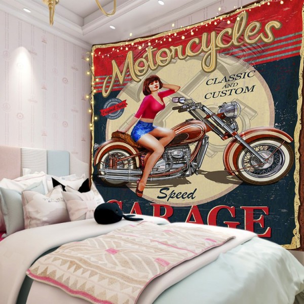 Motorcycles Lady - 100*75cm - Printed Tapestry UK