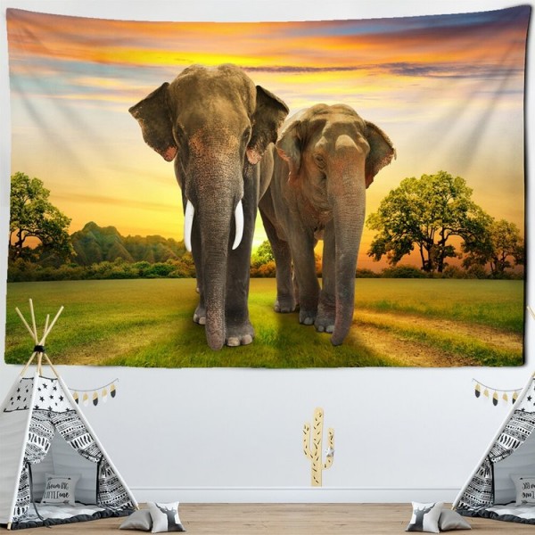 Two Elephants - 145*130cm - Printed Tapestry UK