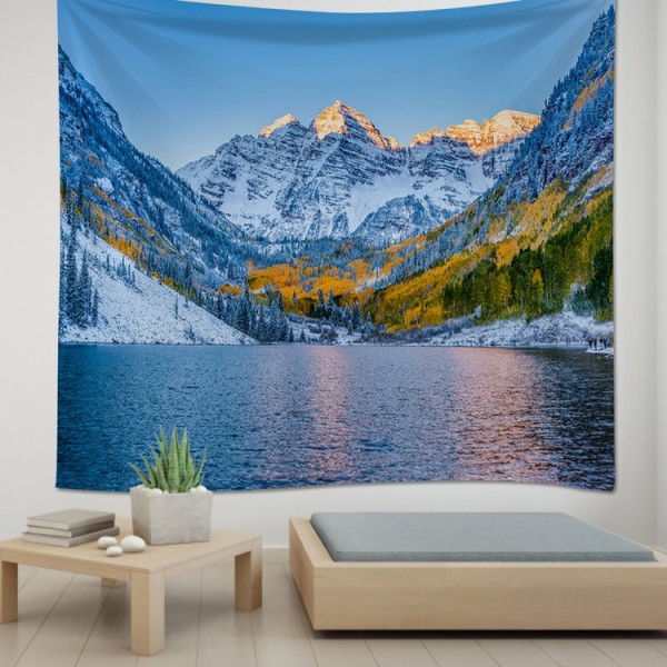 Snow Mountain Lake - 100*75cm - Printed Tapestry UK