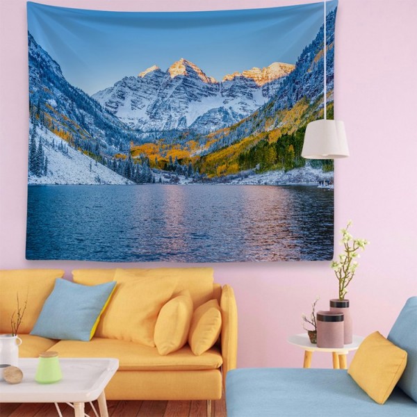Snow Mountain Lake - 100*75cm - Printed Tapestry UK