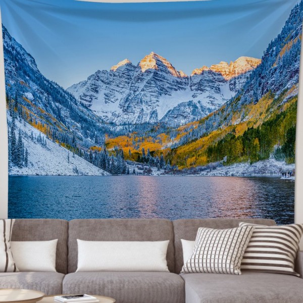 Snow Mountain Lake - 100*75cm - Printed Tapestry UK