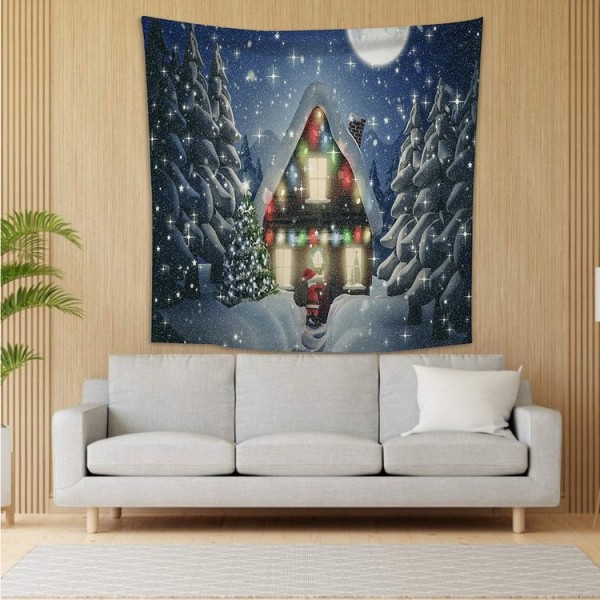 Santa House Christmas - 100*75cm - Printed Tapestry UK