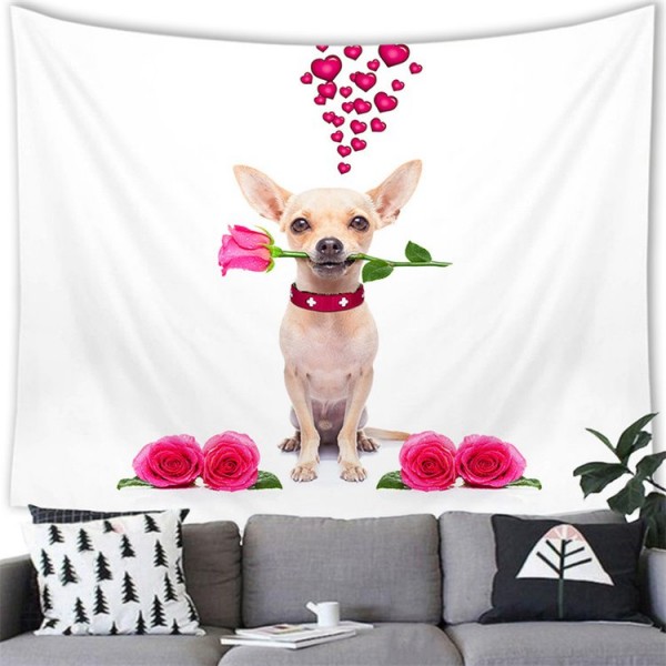 Rose Puppy Animal - 100*75cm - Printed Tapestry UK