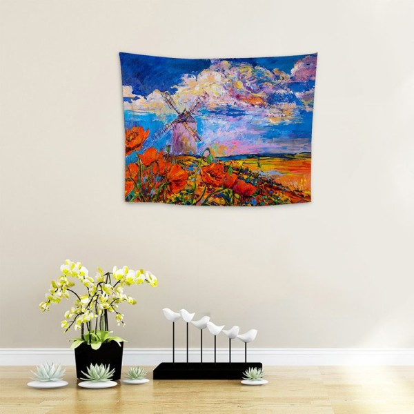 Windmill Flower Field - 100*75cm - Printed Tapestry UK