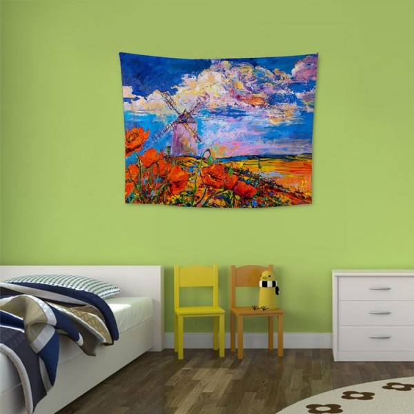 Windmill Flower Field - 100*75cm - Printed Tapestry UK