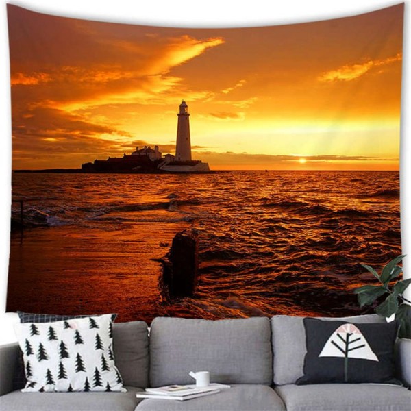 Lighthouse at Dusk - 100*75cm - Printed Tapestry UK