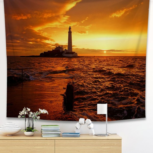Lighthouse at Dusk - 100*75cm - Printed Tapestry UK