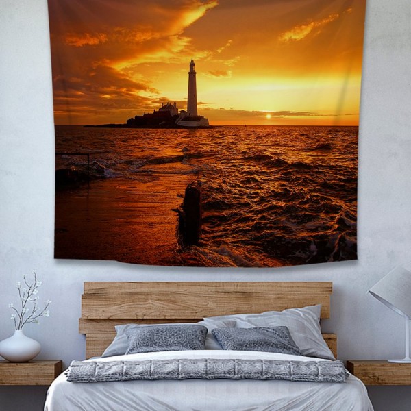 Lighthouse at Dusk - 100*75cm - Printed Tapestry UK
