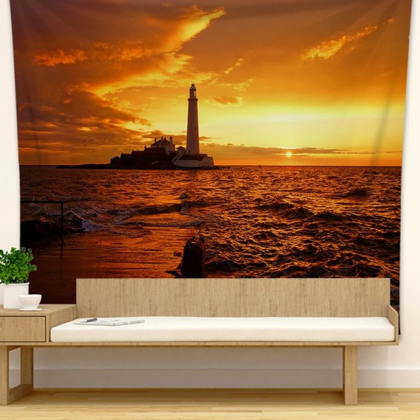 Lighthouse at Dusk - 100*75cm - Printed Tapestry UK