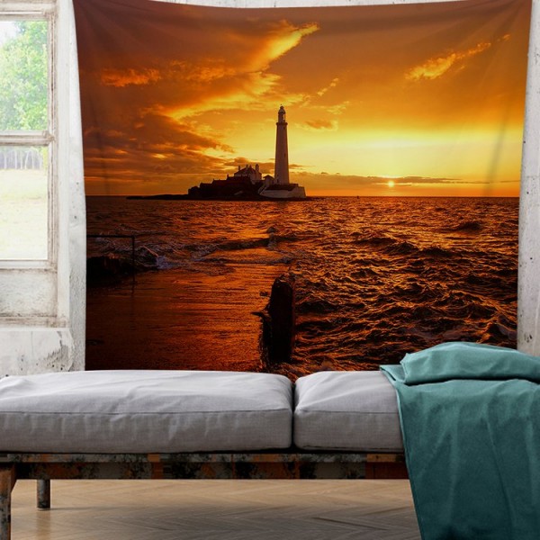 Lighthouse at Dusk - 100*75cm - Printed Tapestry UK