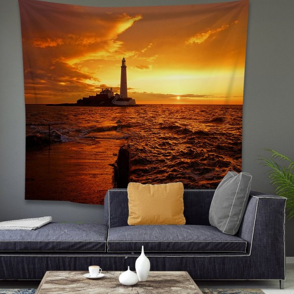 Lighthouse at Dusk - 100*75cm - Printed Tapestry UK