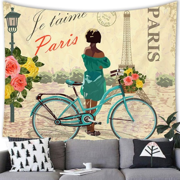 Bicycle Woman - 100*75cm - Printed Tapestry UK