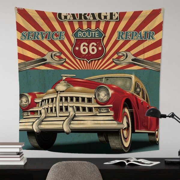 Route 66 Car - 100*75cm - Printed Tapestry UK