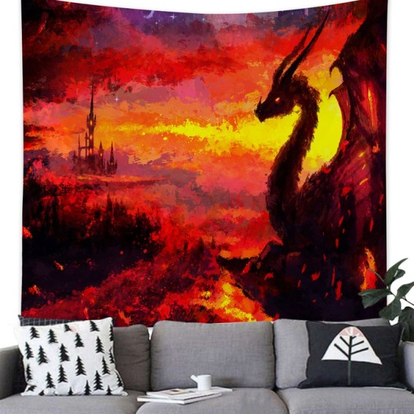 Fire Color Dragon Animal - 100*75cm - Printed Tapestry UK