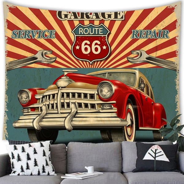 Route 66 Car - 100*75cm - Printed Tapestry UK