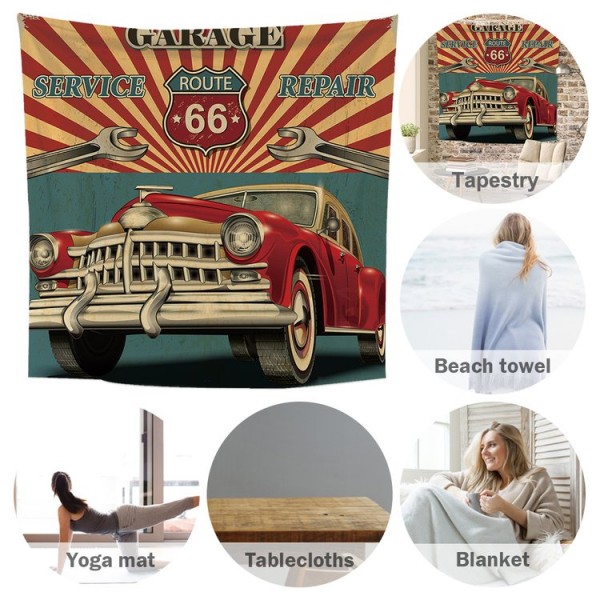 Route 66 Car - 100*75cm - Printed Tapestry UK