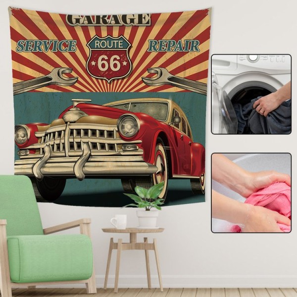 Route 66 Car - 100*75cm - Printed Tapestry UK