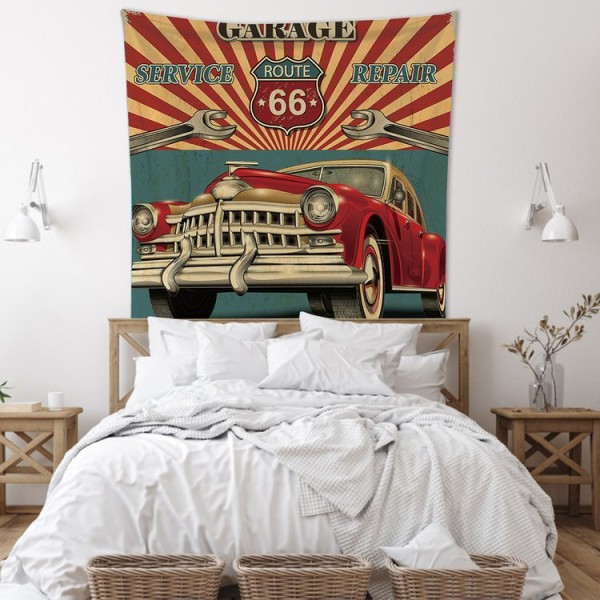 Route 66 Car - 100*75cm - Printed Tapestry UK