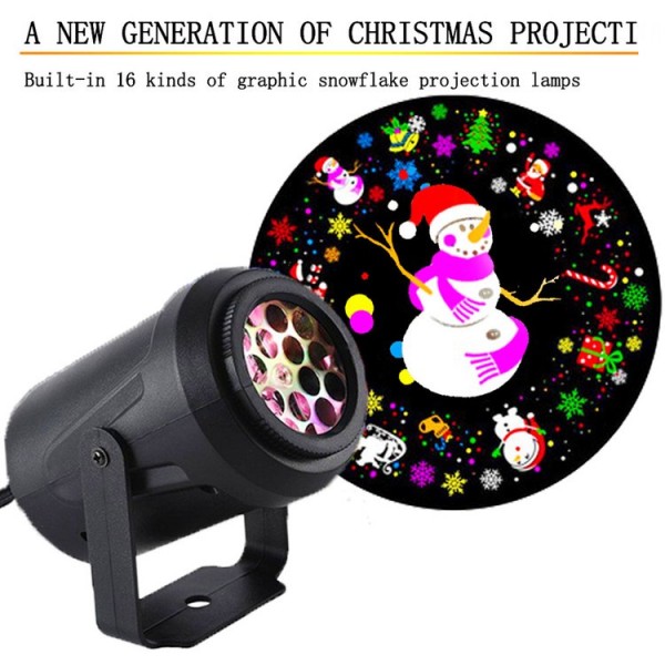 16 Pattern LED Snowflake Projector Light Christmas Rotating Outdoor Decor UK