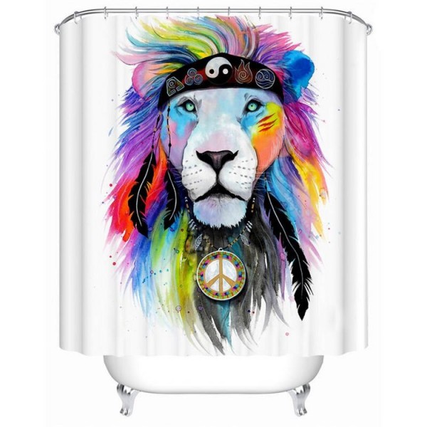 Hippy Lion - Print Shower Curtain UK