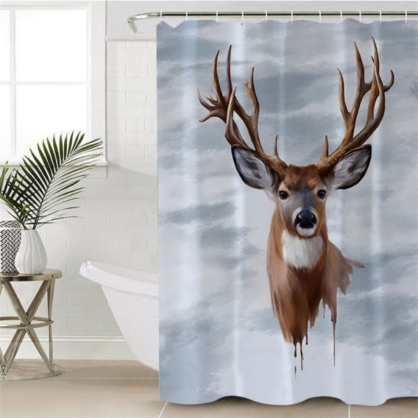 Elk Floral Moose - Print Shower Curtain UK