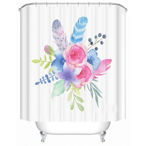Flowers Leaves - Print Shower Curtain UK