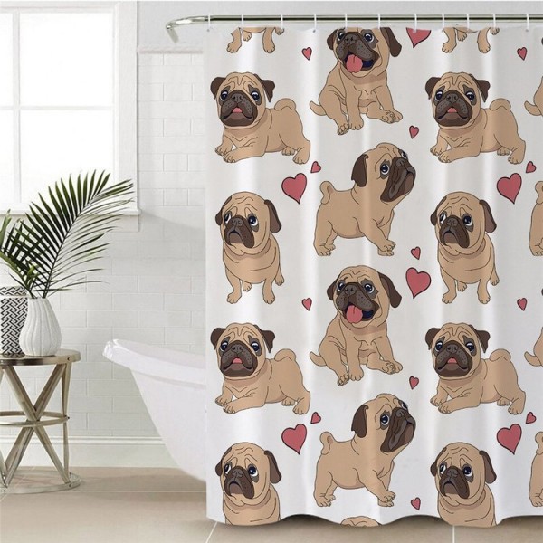Hippie Pug - Print Shower Curtain UK