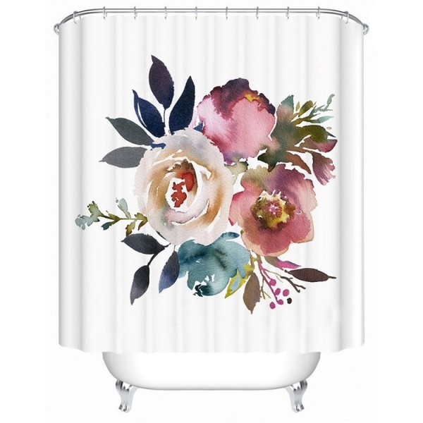Flowers Leaves - Print Shower Curtain UK