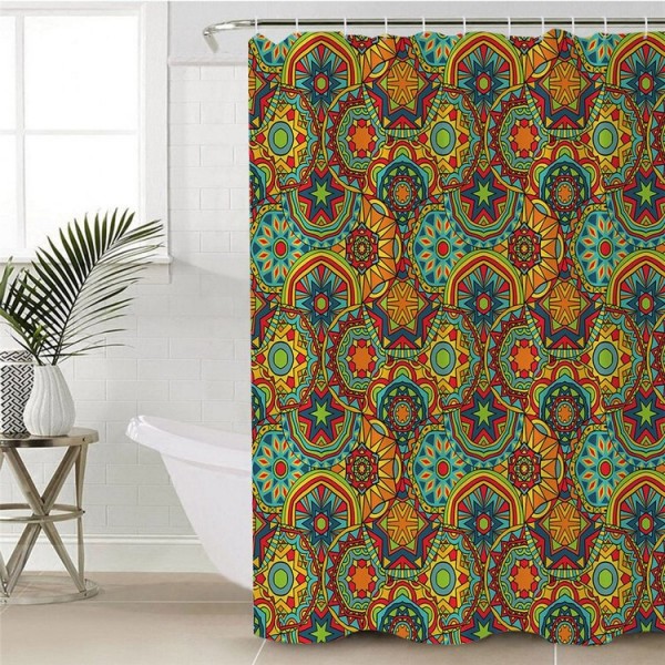 Polyester Mandala Flowers - Print Shower Curtain UK
