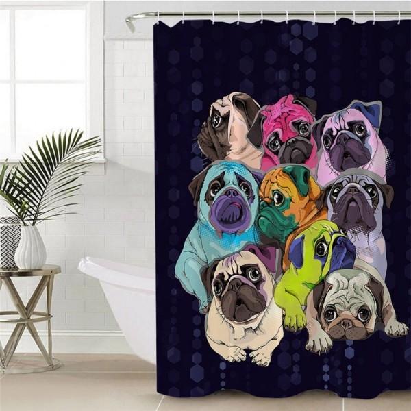 Hippie Pug - Print Shower Curtain UK