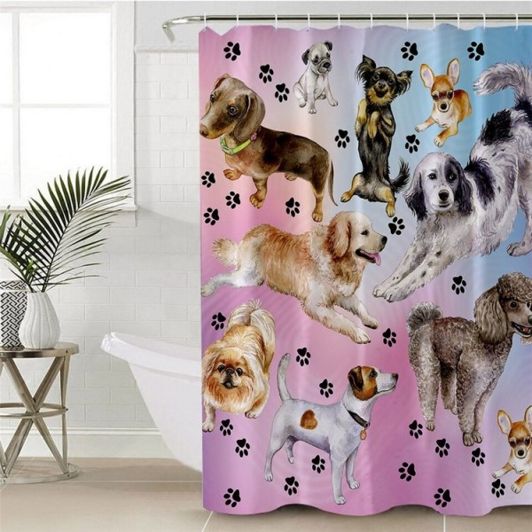 Hippie Pug - Print Shower Curtain UK